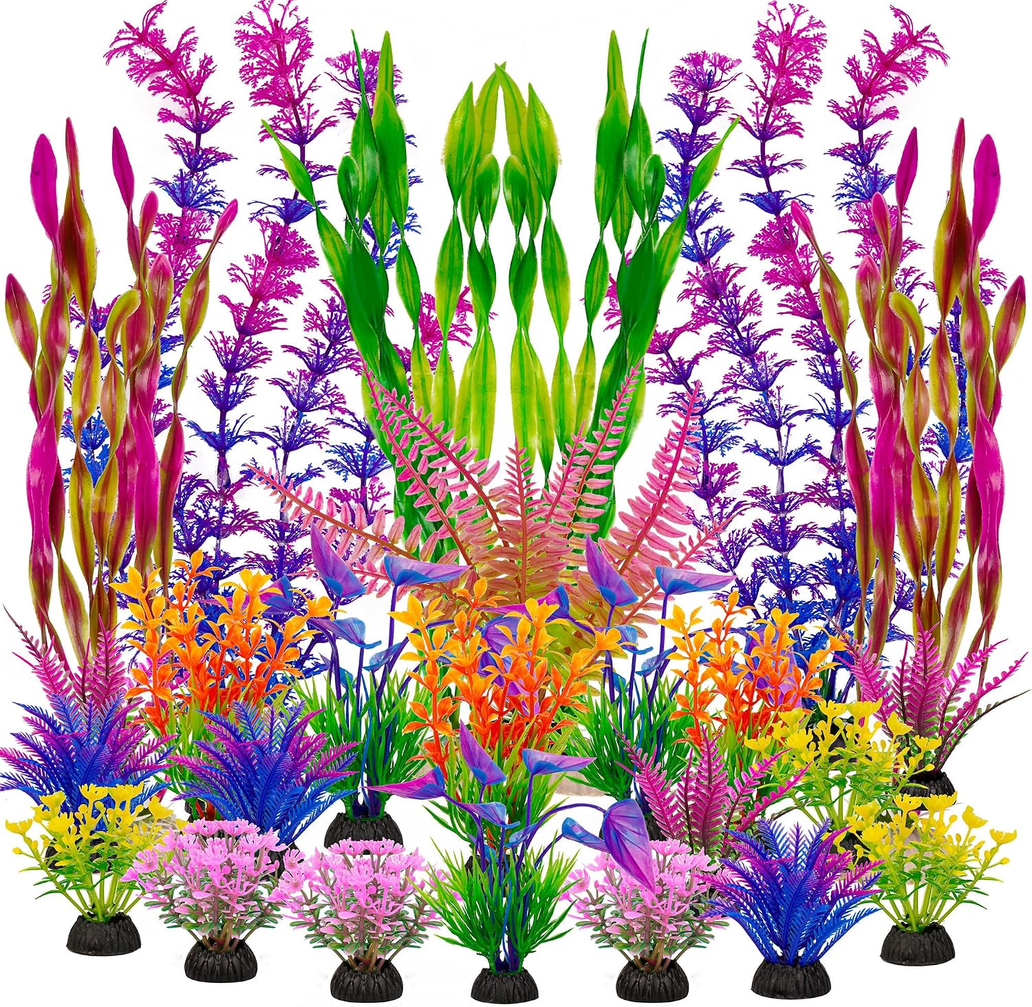 Assorted Colorful Plastic Aquarium Plants