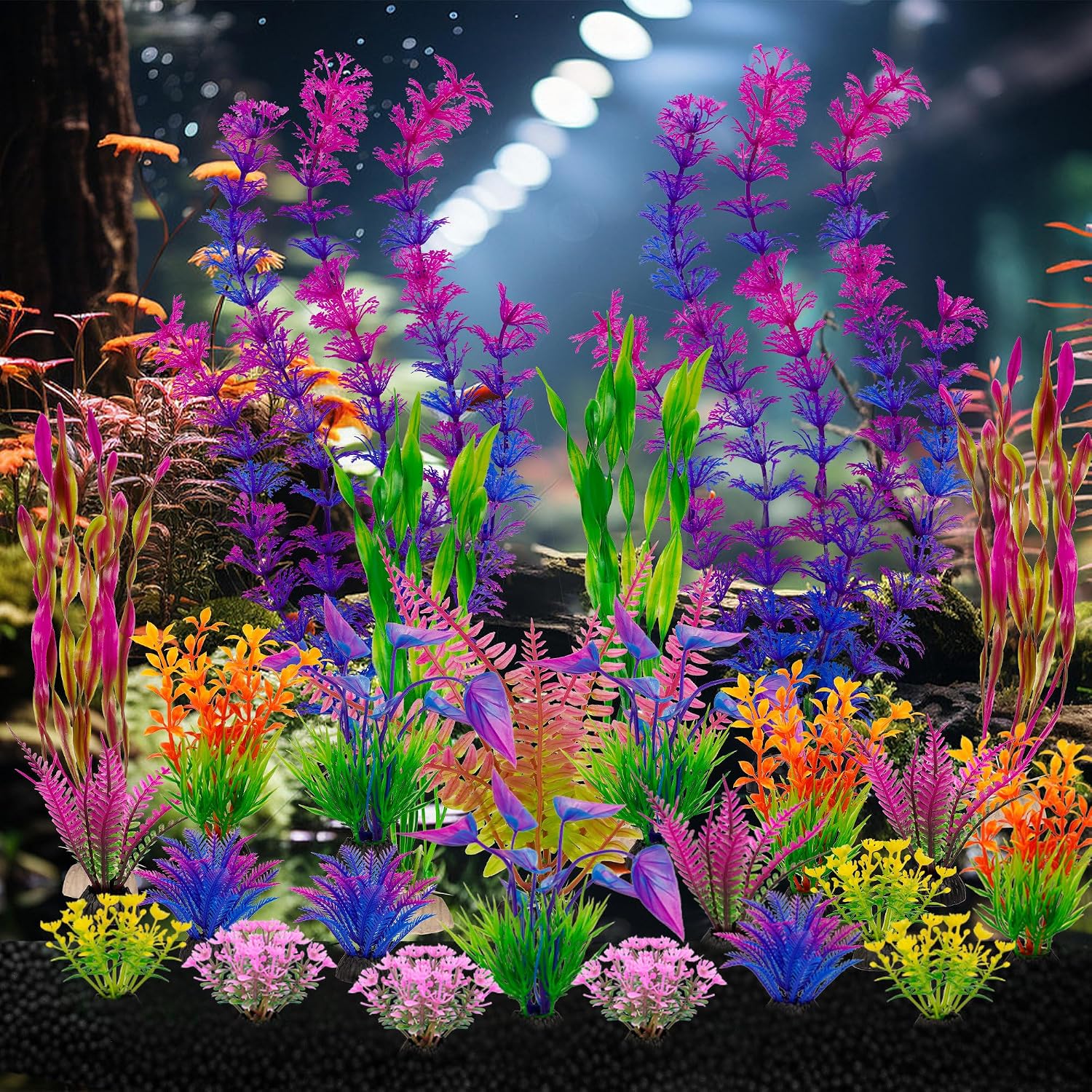 Assorted Colorful Plastic Aquarium Plants - Hình 7
