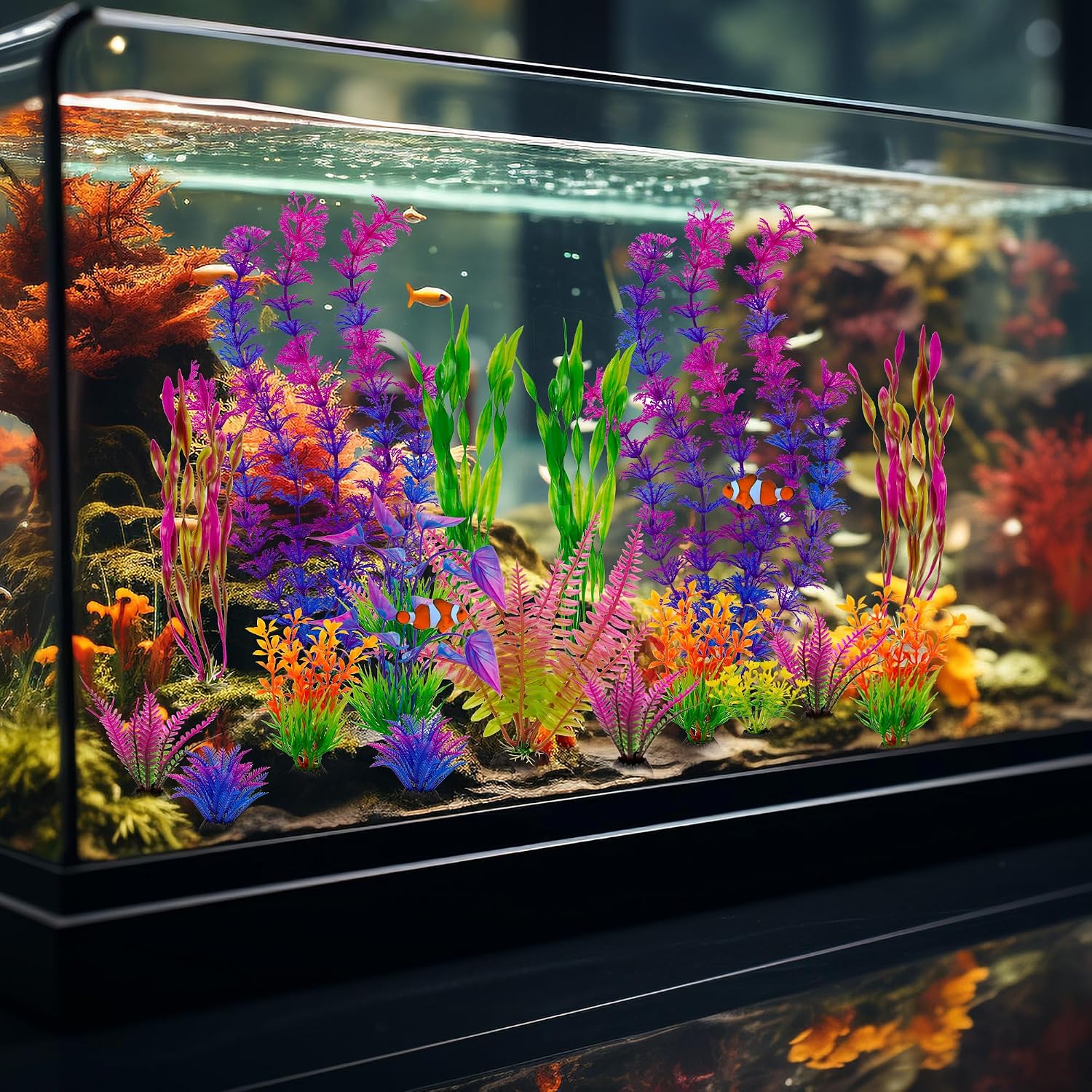 Assorted Colorful Plastic Aquarium Plants - Hình 4