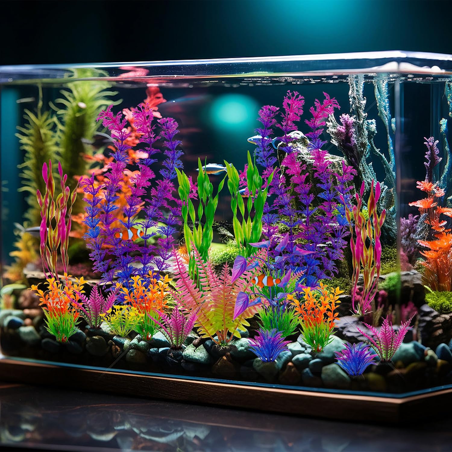 Assorted Colorful Plastic Aquarium Plants - Hình 2