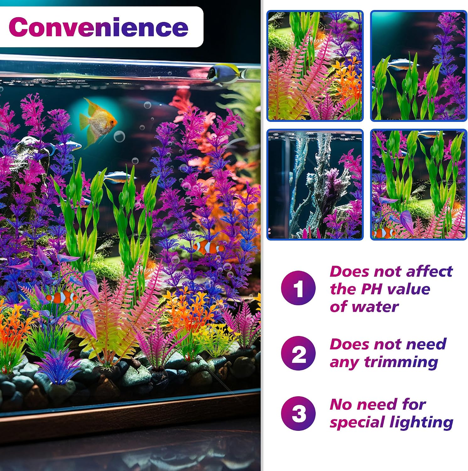 Assorted Colorful Plastic Aquarium Plants - Hình 6