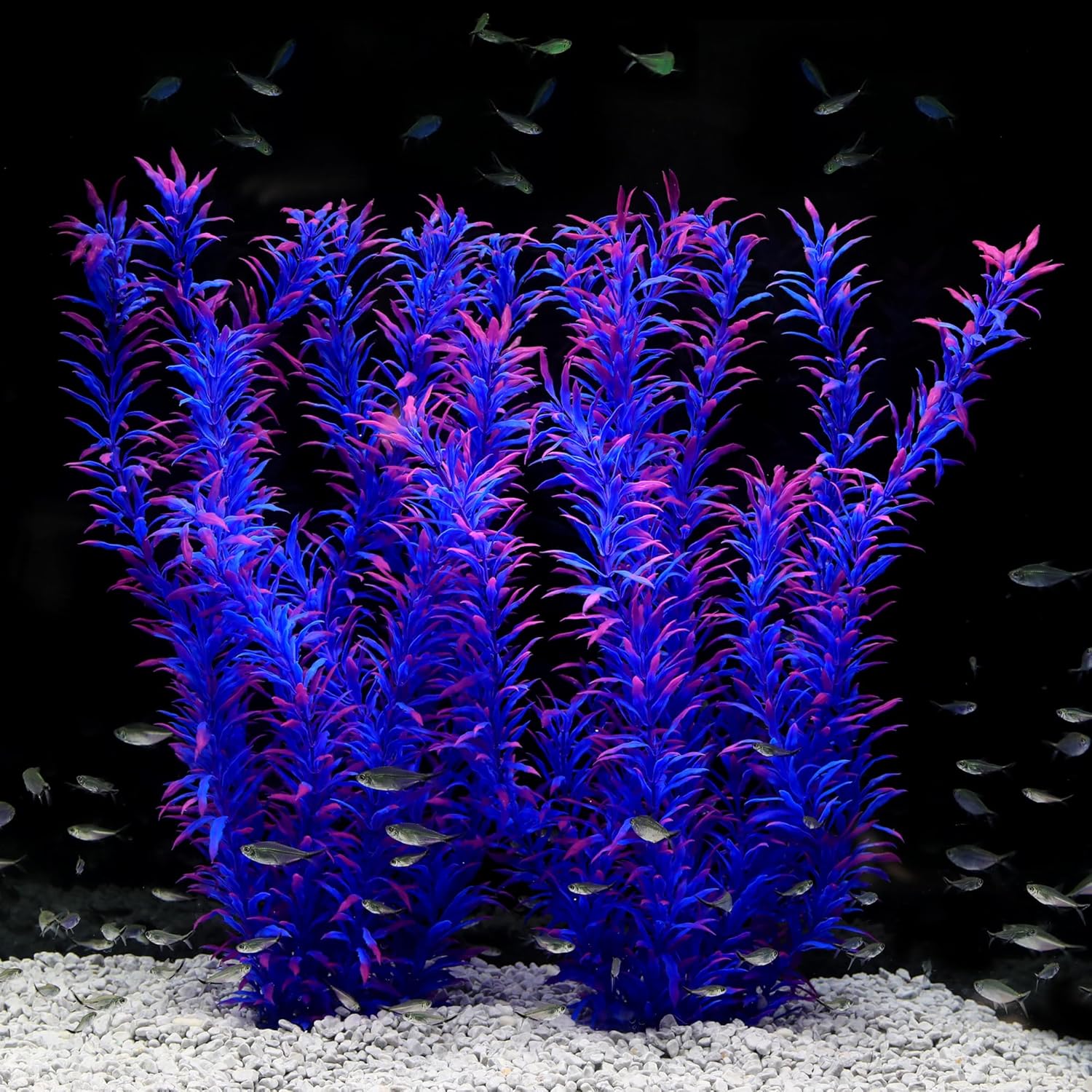 21-Inch Tall Pink Blue Artificial Aquarium Plants