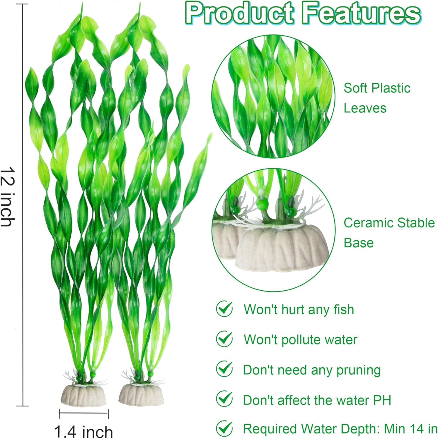 Vibrant Green Plastic Aquarium Plants - Hình 2