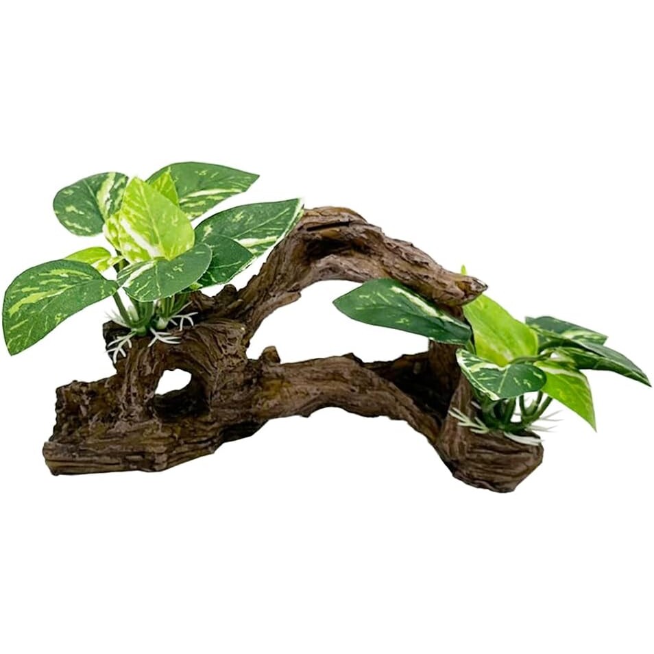 Realistic Driftwood Aquarium Decor with Pothos Plants - Hình 8