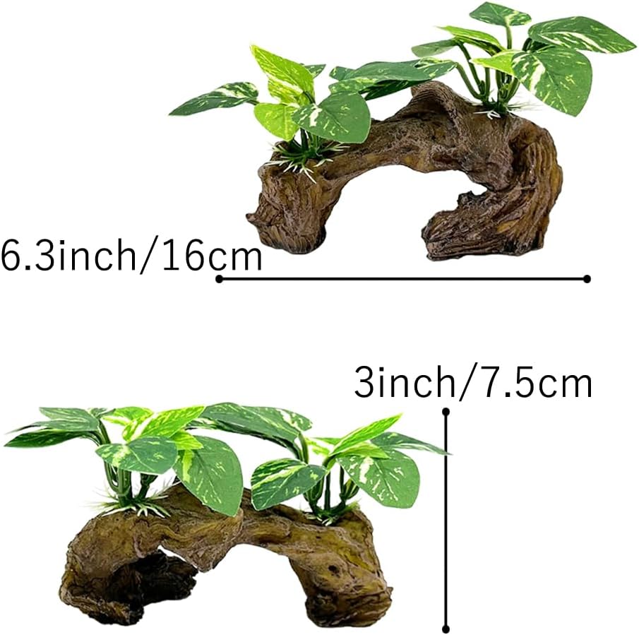 Realistic Driftwood Aquarium Decor with Pothos Plants - Hình 3