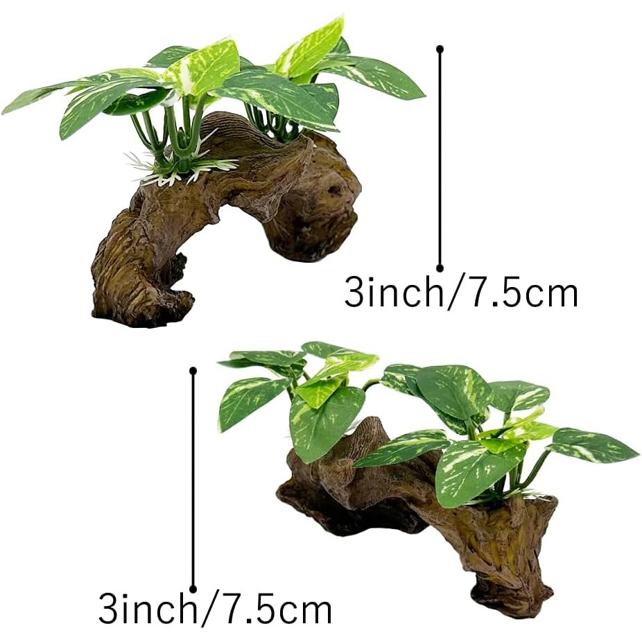 Realistic Driftwood Aquarium Decor with Pothos Plants - Hình 7